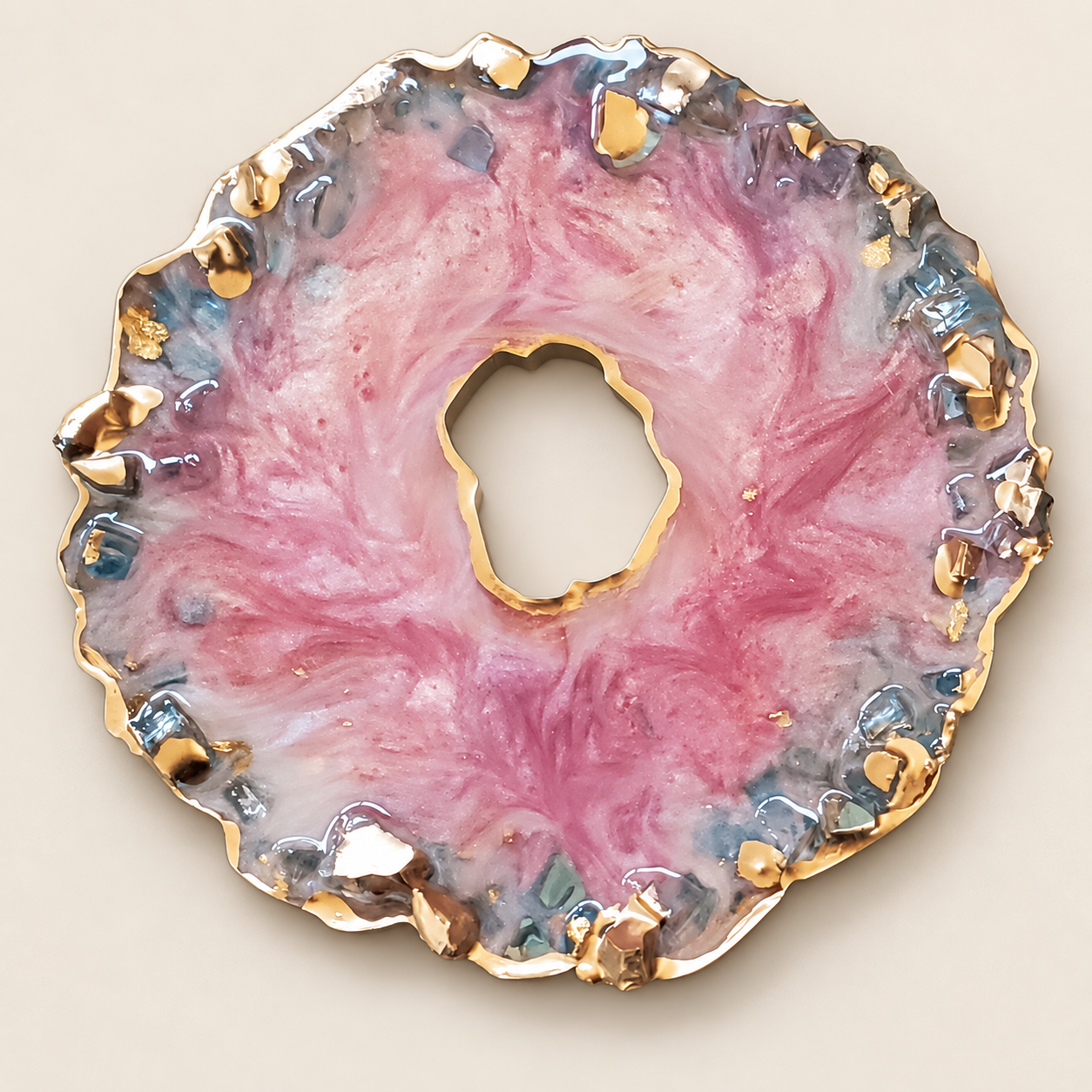 Blush Pink Geode Resin Coaster Set